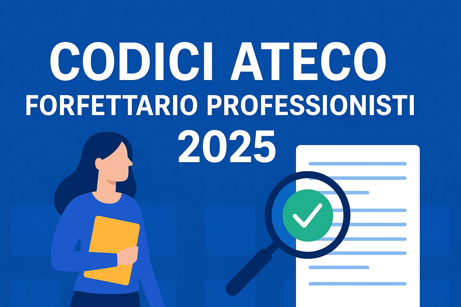 Infografica illustrata sui codici ATECO per professionisti nel regime forfettario 2025